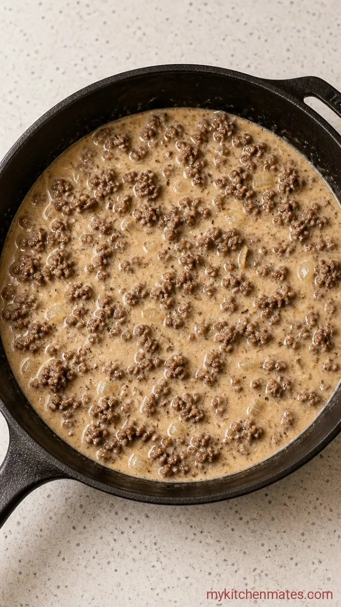 30-Minute Creamy Parmesan Garlic Beef Bowtie Pasta Step 2: Build the Garlic Cream Sauce