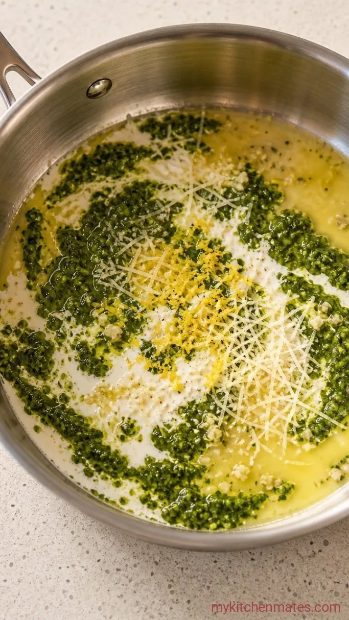 20-Minute Lemon Pesto Pasta Step 2: Build the Lemon Pesto Sauce