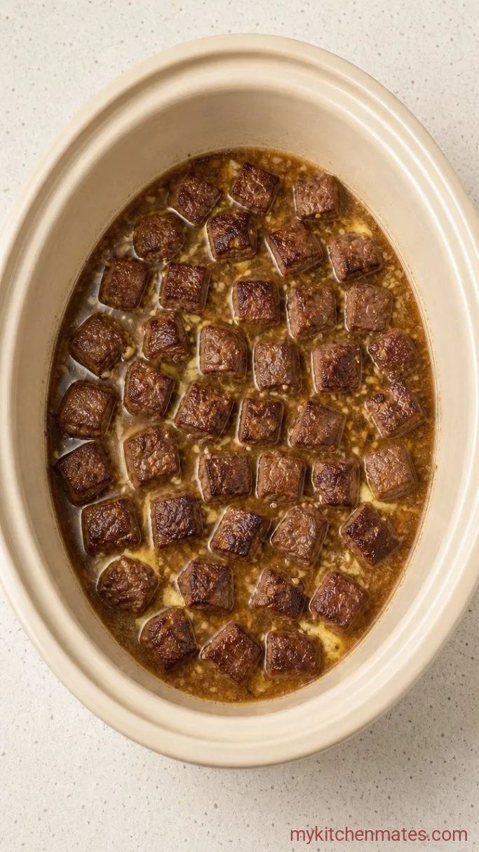 Crockpot Steak Bites with Savory Garlic Butter Sauce Step 2: Build the Sauce Base