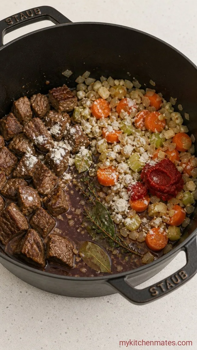 Hearty Beef Stew with Fluffy Dumplings Step 2: Build the Stew Base