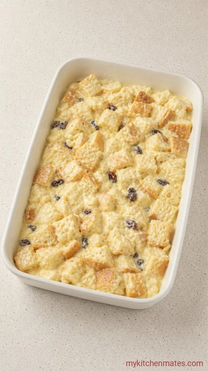 Custard-Soaked Gluten Free Bread Pudding with Crispy Top Step 2: Butter the Baking Dish and Layer the Pudding