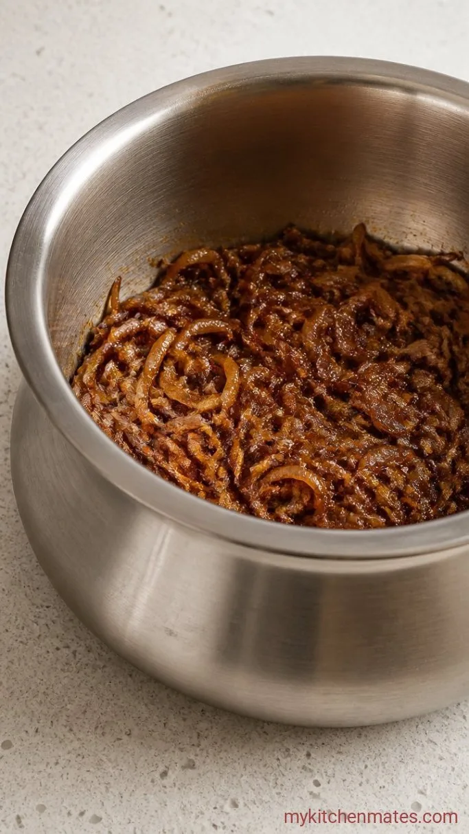 Indian Egg Biryani with Saffron Rice Step 2: Caramelize the Onions