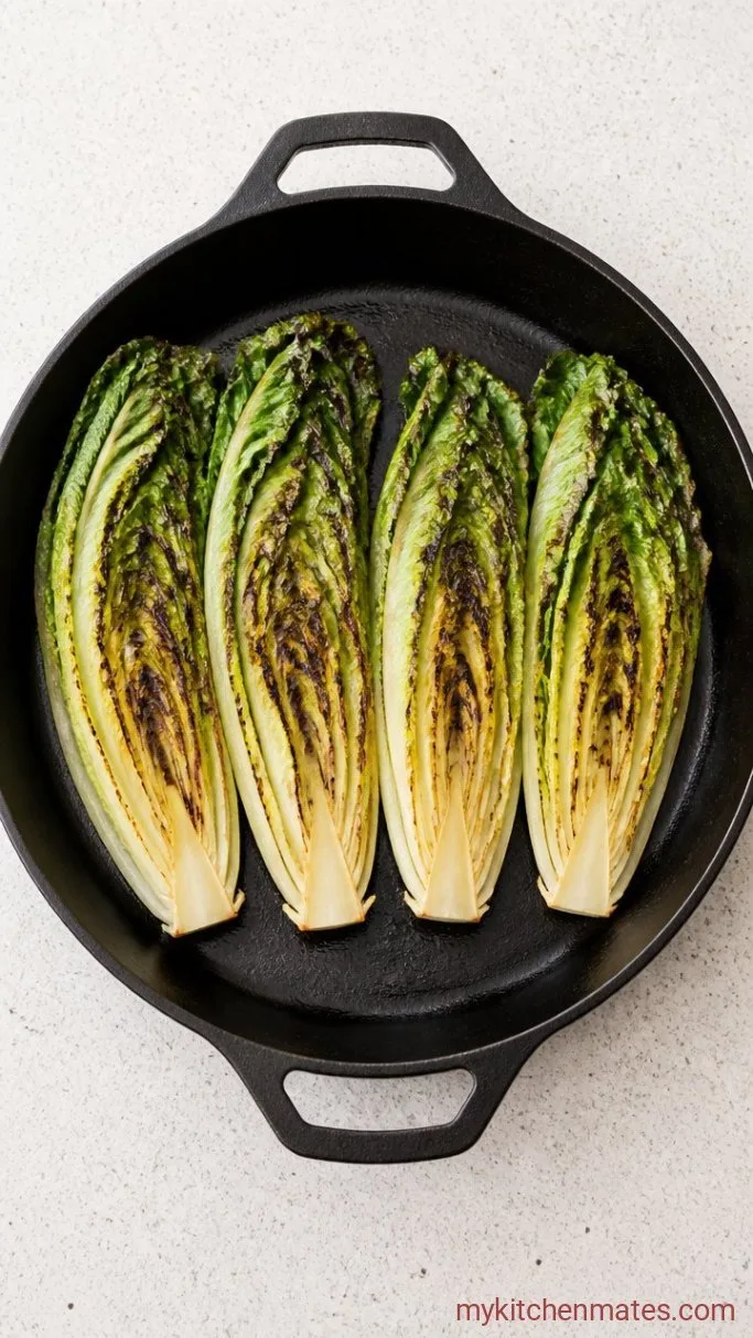 Smoky Grilled Caesar Salad Step 2: Char the Romaine Hearts