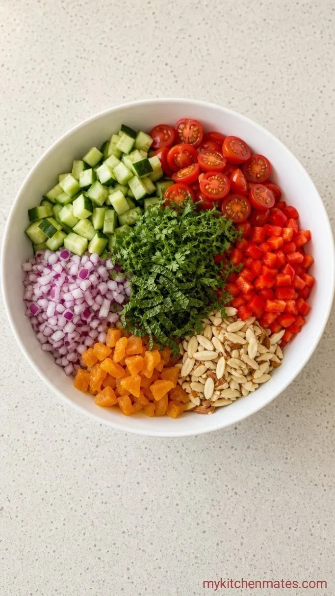 20-Minute Moroccan Couscous Salad with Harissa Dressing Step 2: Chop the Vegetables and Herbs