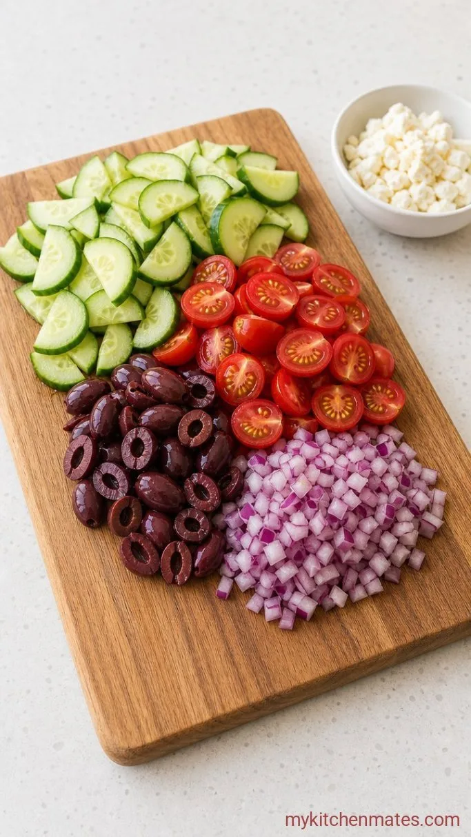 Quick Greek Quinoa Salad with Lemon Dressing Step 2: Chop the Vegetables
