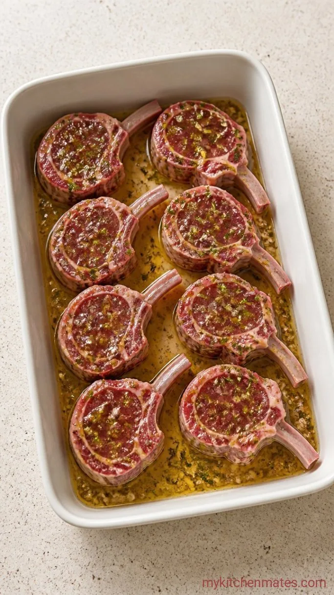 Garlic-Herb Grilled Lamb Chops Step 2: Coat the Lamb Chops