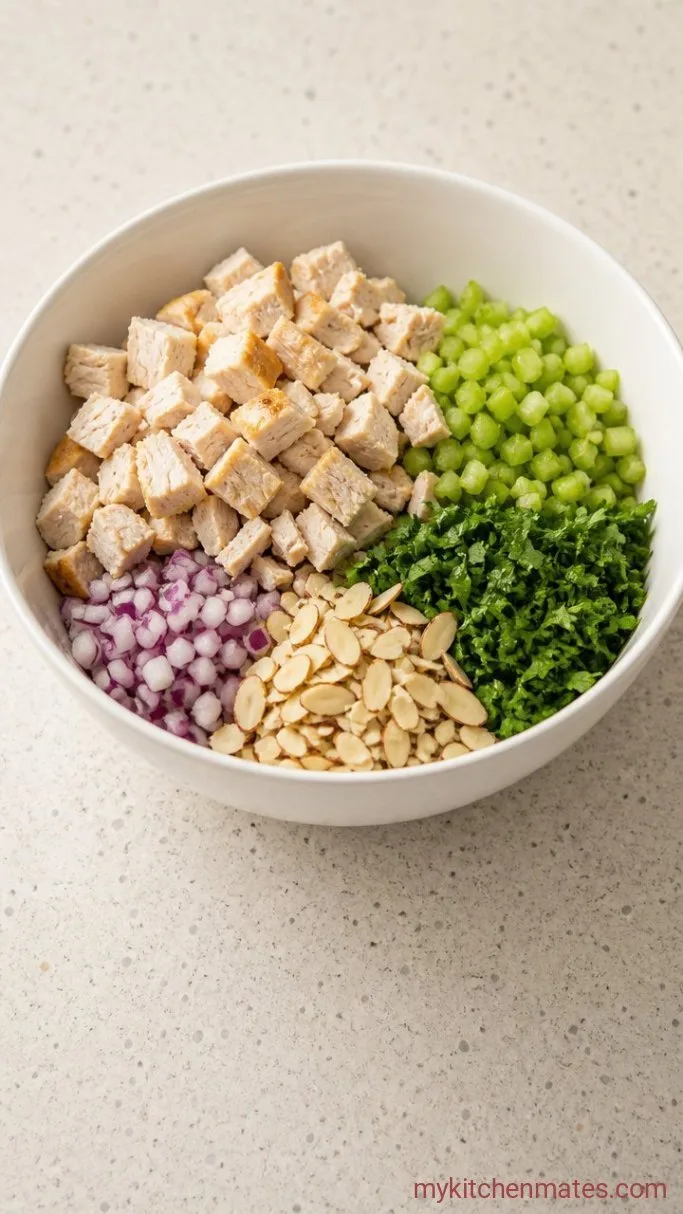 Creamy High Protein Chicken Salad (No Mayo) Step 2: Combine the Chicken and Veggies