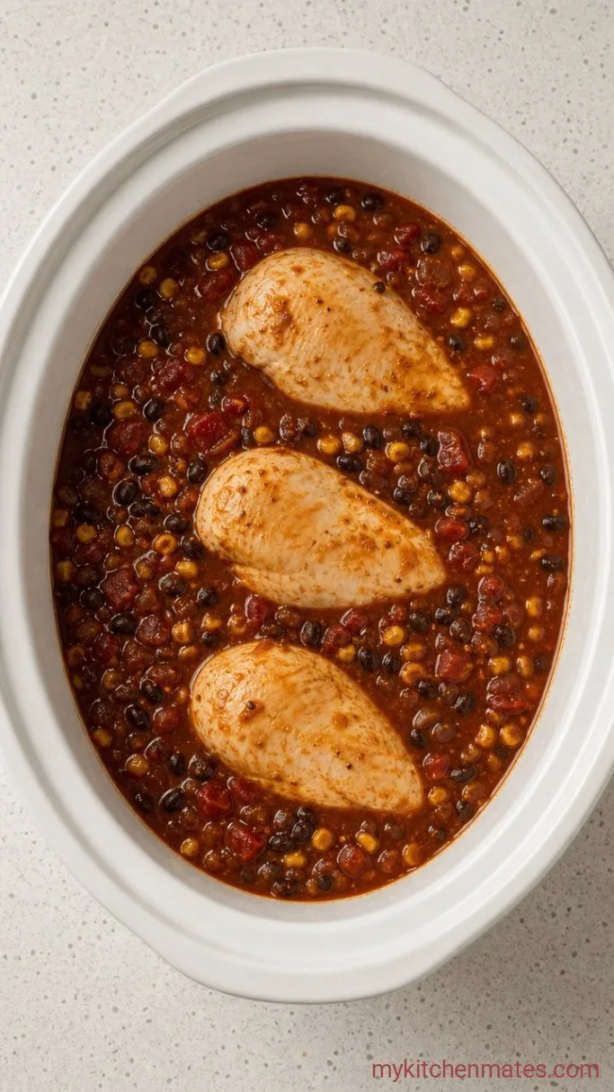 Crockpot Cream Cheese Chicken Chili Step 2: Cook Low and Slow