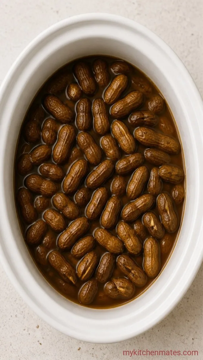 2-Ingredient Crockpot Boiled Peanuts Step 2: Cook Low and Slow