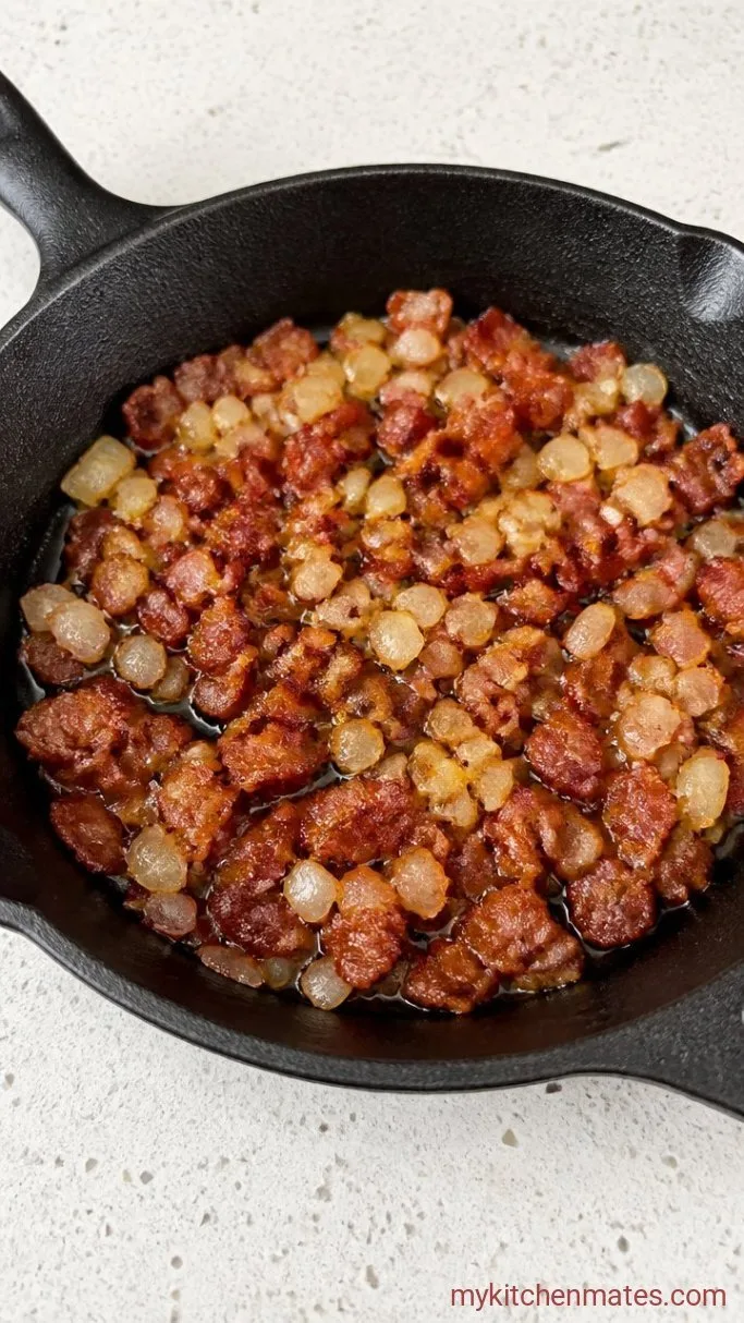 Step 2: Cook the Bacon and Onions