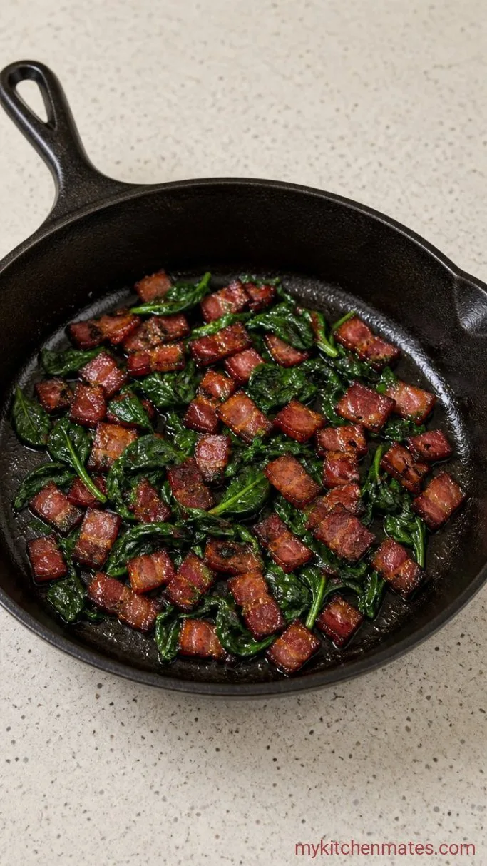 Step 2: Cook the Bacon and Spinach