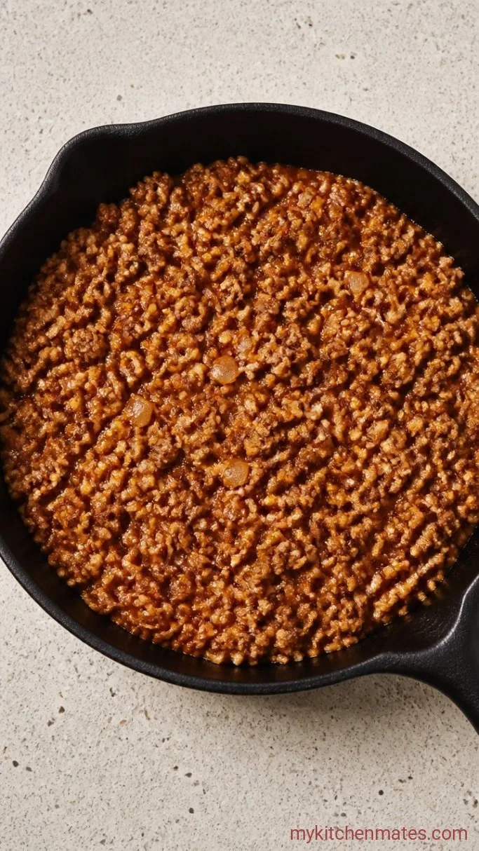 Tender Stuffed Red Peppers with Beef and Rice Step 2: Cook the Beef Filling