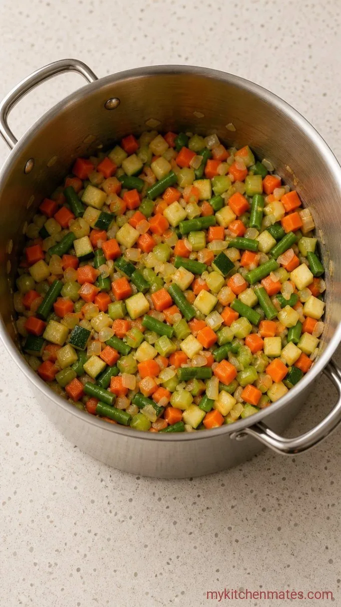 30-Minute Garden Vegetable Soup Step 2: Cook the Vegetables