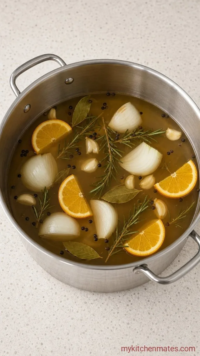 Apple Cider and Herb Smoked Turkey Brine Step 2: Cool the Brine Down