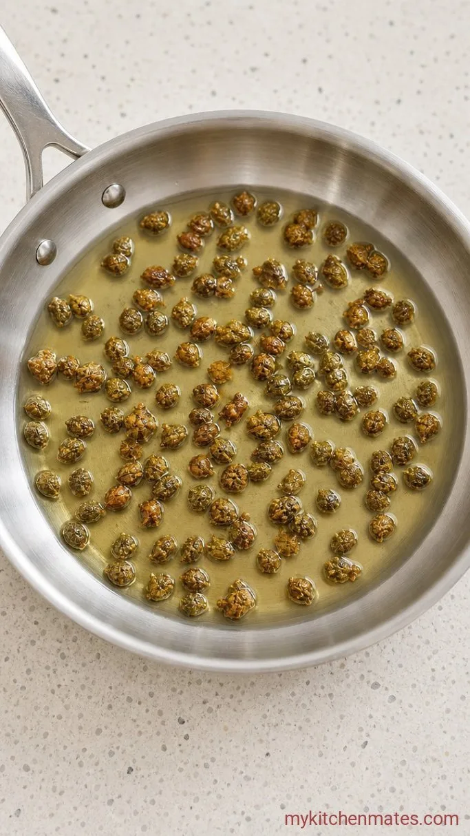 Creamy Vegan Caesar Salad with Crispy Capers Step 2: Crisp the Capers