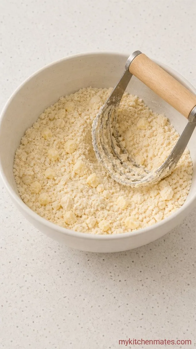 Fluffy Cottage Cheese Scones with Cheddar and Chives Step 2: Cut In the Butter