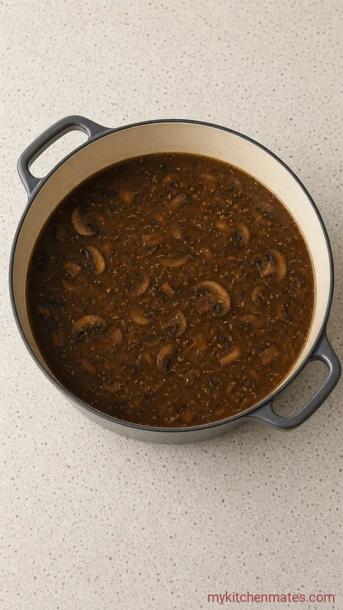 Creamy Mushroom Bisque in 40 Minutes Step 2: Deglaze and Simmer