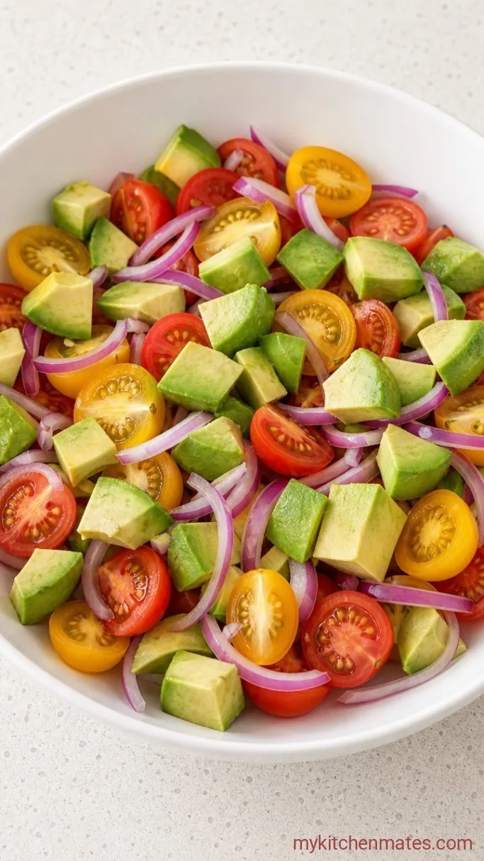 Simple 10-Minute Tomato Avocado Salad Step 2: Dice and Add the Avocado
