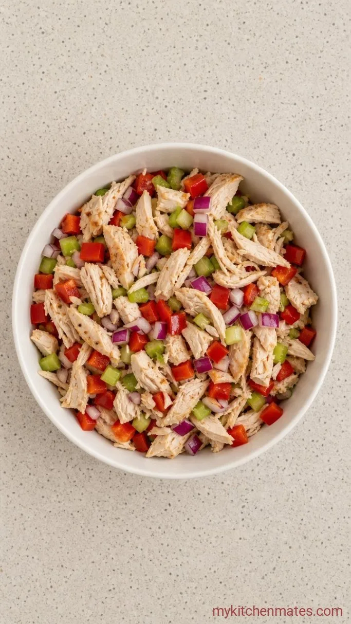 My Go-To Creamy Chicken Macaroni Salad Step 2: Dice the Chicken and Vegetables