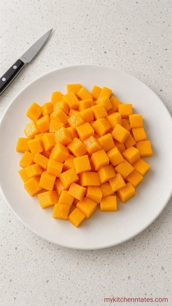 10-Minute Avocado Mango Salad Step 2: Dice the Mango