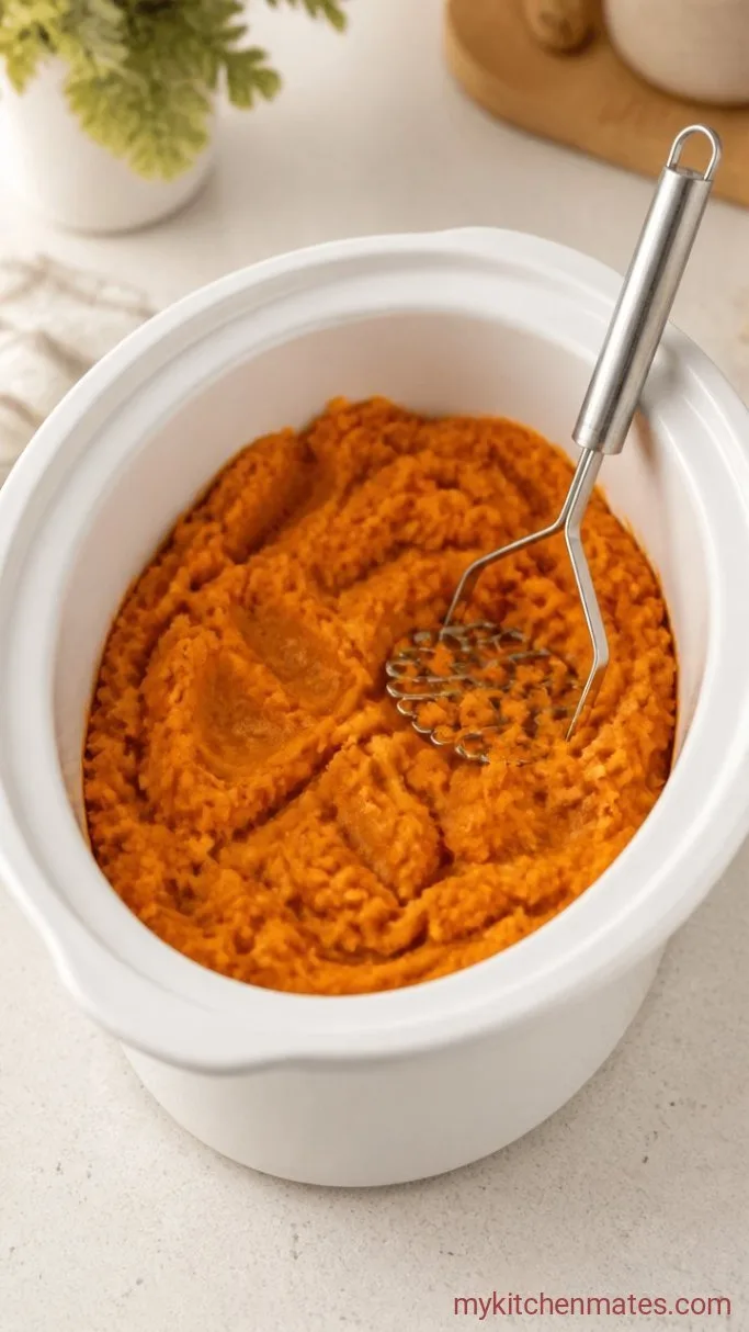 Crockpot Sweet Potato Casserole Step 2: Drain and Mash the Sweet Potatoes