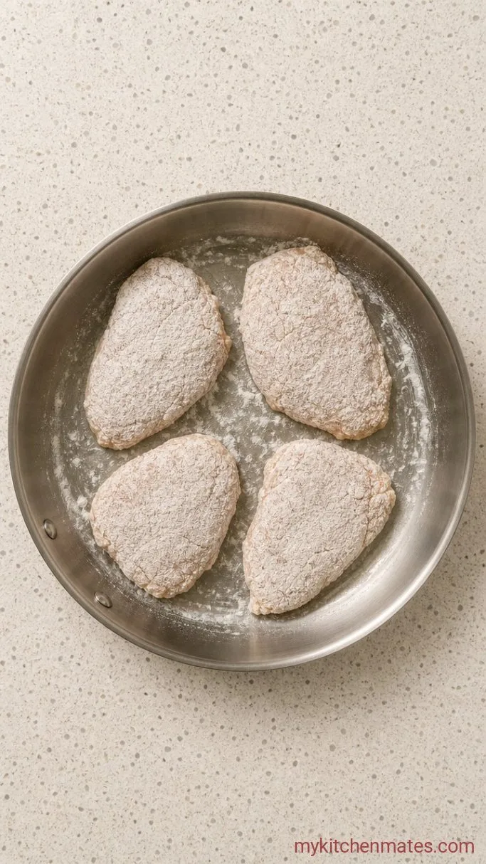 Juicy Buttermilk Chicken Breast with a Tangy Pan Sauce Step 2: Dredge the Chicken