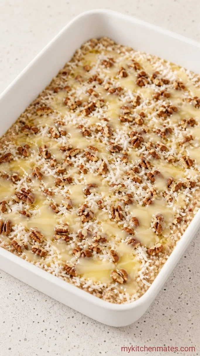 Easy German Chocolate Dump Cake (No Mixer Needed) Step 2: Drizzle the Butter and Sweetened Condensed Milk