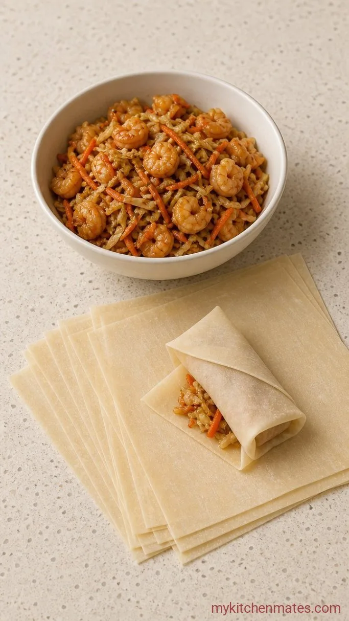 Step 2: Fill and Roll the Egg Rolls