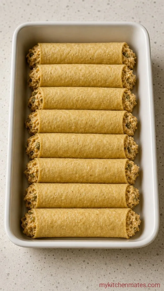 30-Minute Baked Chicken Enchiladas Step 2: Fill and Roll the Tortillas