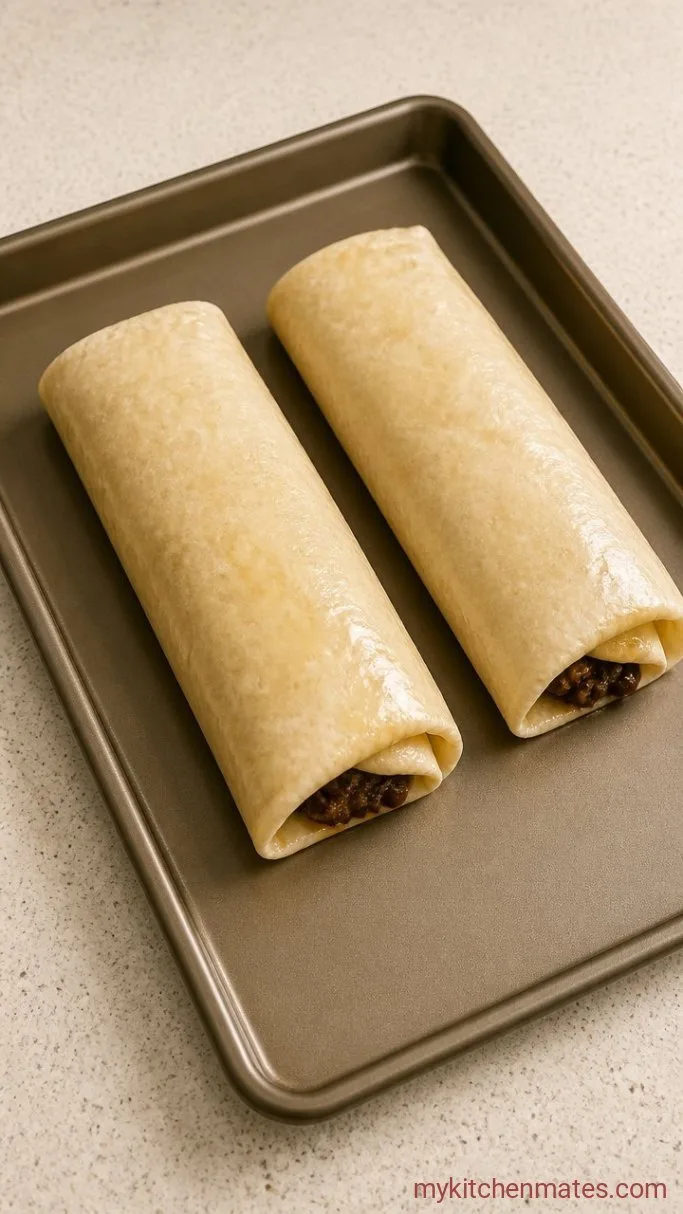 Crispy Sheet Pan Burritos (Oven-Baked, No Frying) Step 2: Fill and Roll