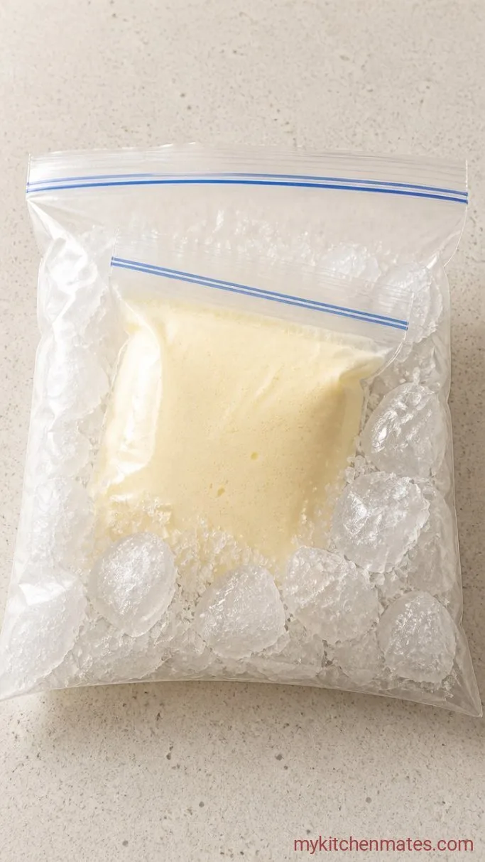 3-Ingredient Ice Cream in a Bag (5 Minutes) Step 2: Fill the Ice Bag