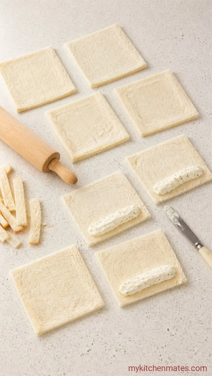 Step 2: Flatten the Bread and Add Filling