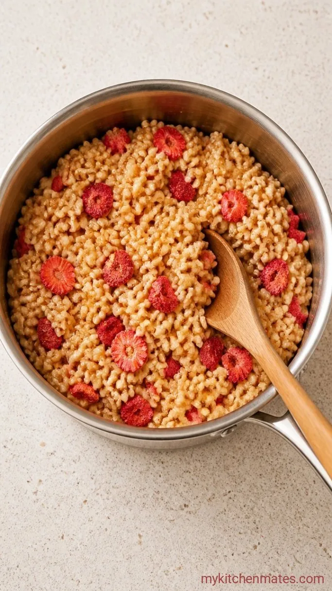 Step 2: Fold in the Cereal and Strawberries