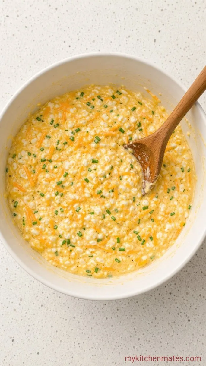 Step 2: Fold in the Cheddar and Herbs