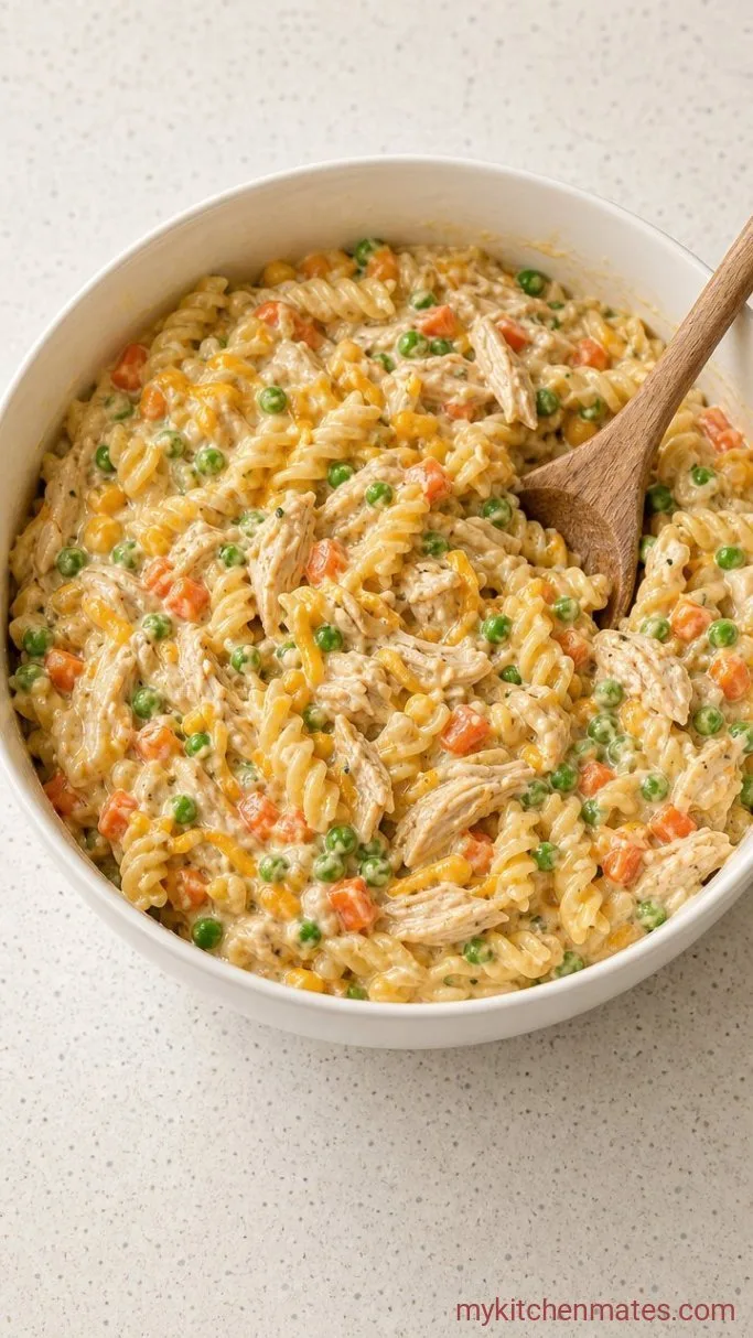 Step 2: Fold in the Chicken, Pasta, and Veggies