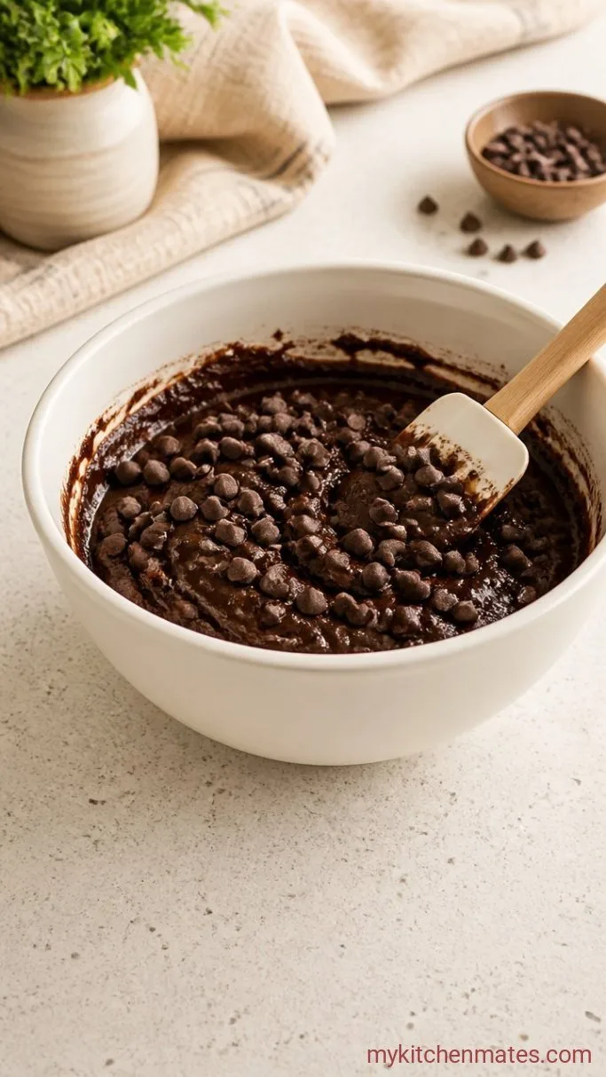 4-Ingredient Chocolate Dump Cake Step 2: Fold in the Chocolate Chips