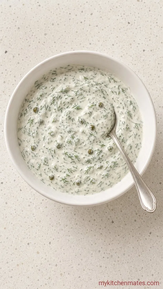 5-Minute Creamy Dill Sauce for Salmon Step 2: Fold in the Dill and Capers