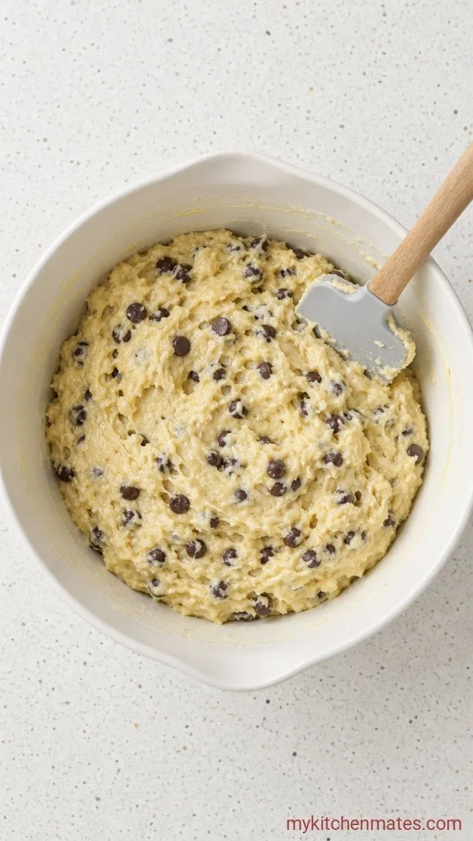 One-Bowl Chocolate Chip Cake Step 2: Fold in the Dry Ingredients and Chocolate Chips