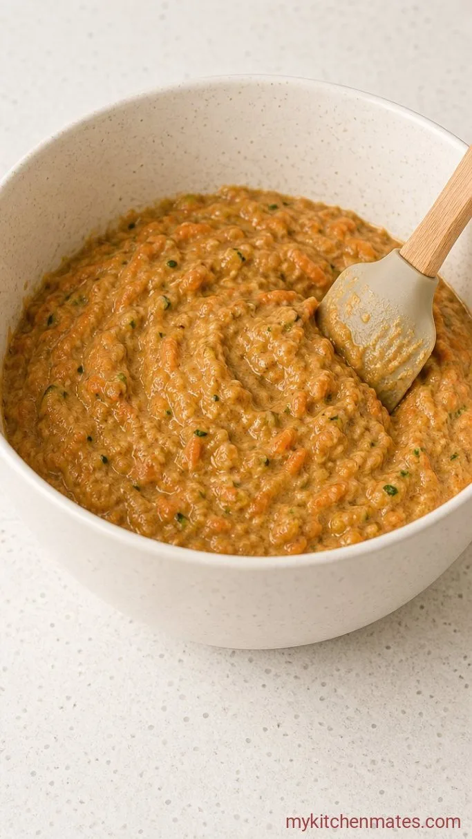 Step 2: Fold in the Dry Ingredients, Carrot, and Zucchini
