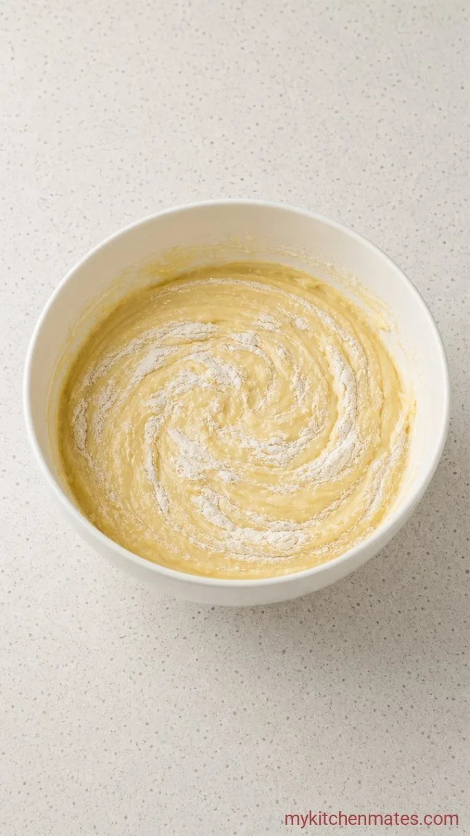 Moist One-Bowl Vanilla Loaf Cake Step 2: Fold in the Dry Ingredients