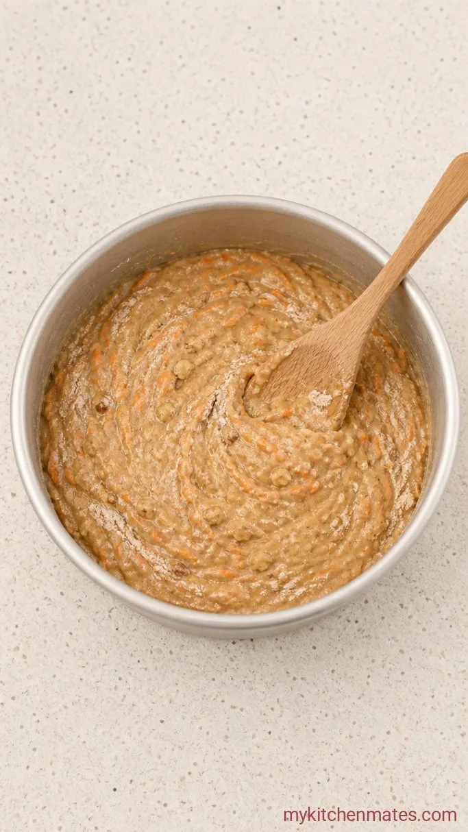 One-Bowl Carrot Walnut Cake Step 2: Fold in the Dry Ingredients