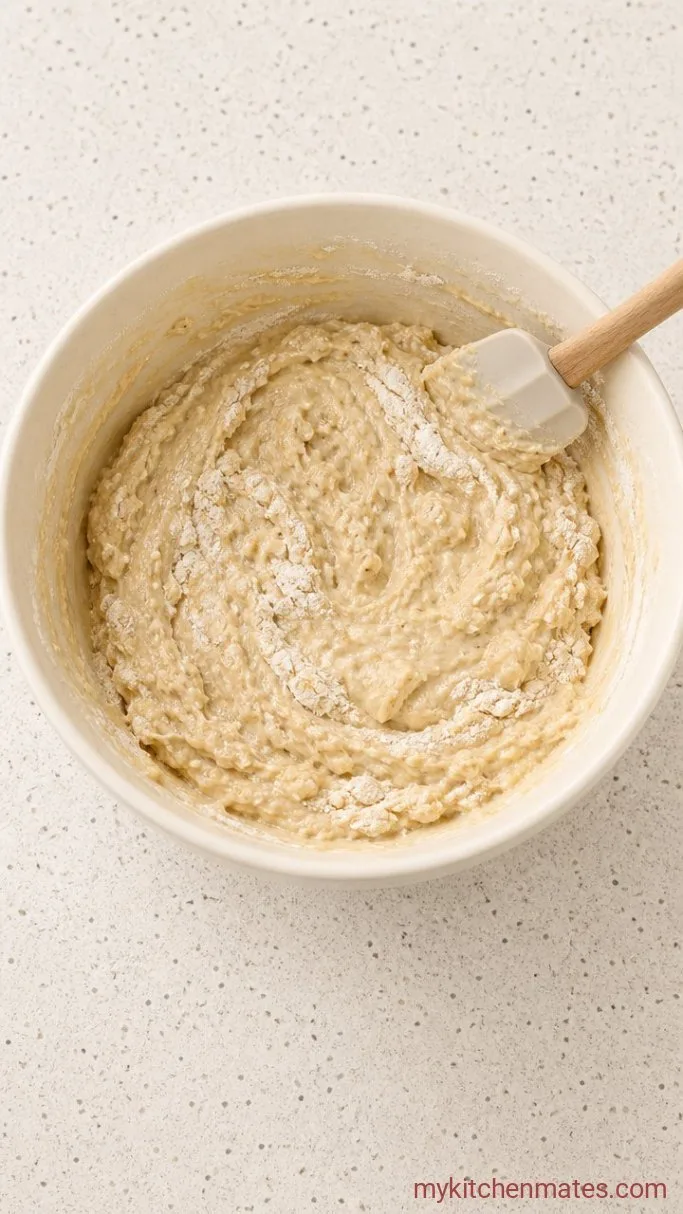 One-Bowl Matcha Swirl Banana Bread Step 2: Fold in the Dry Ingredients