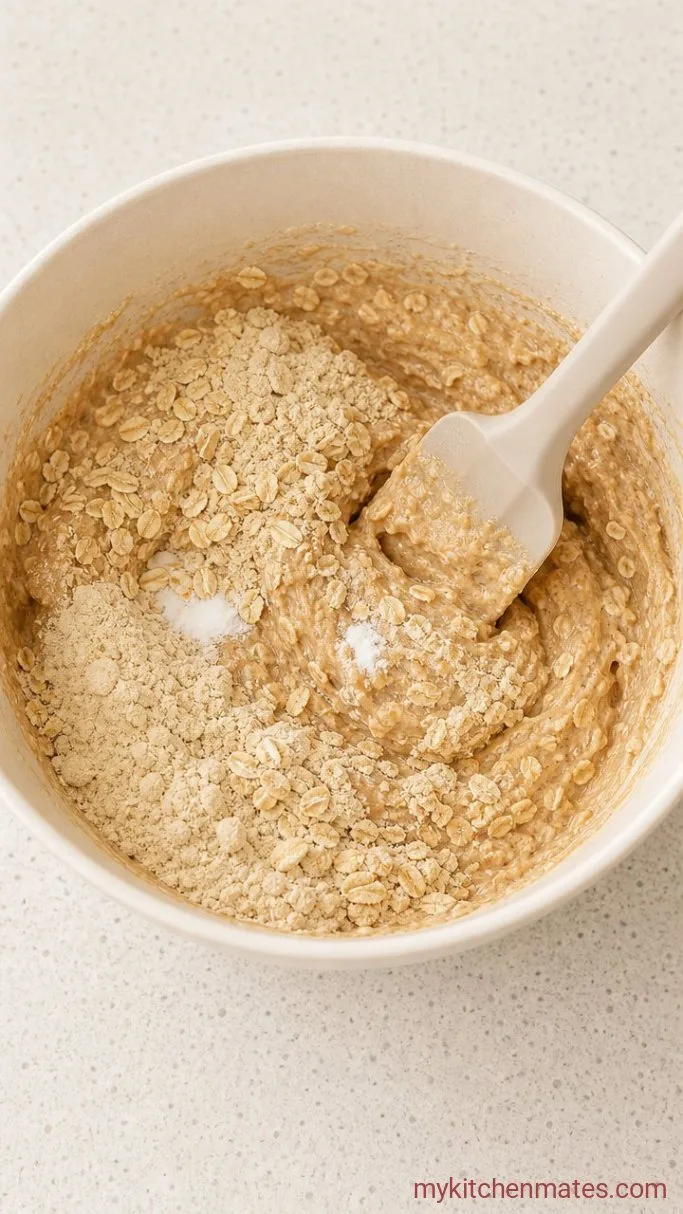 One-Bowl High-Protein Peanut Butter Cookies Step 2: Fold in the Dry Ingredients