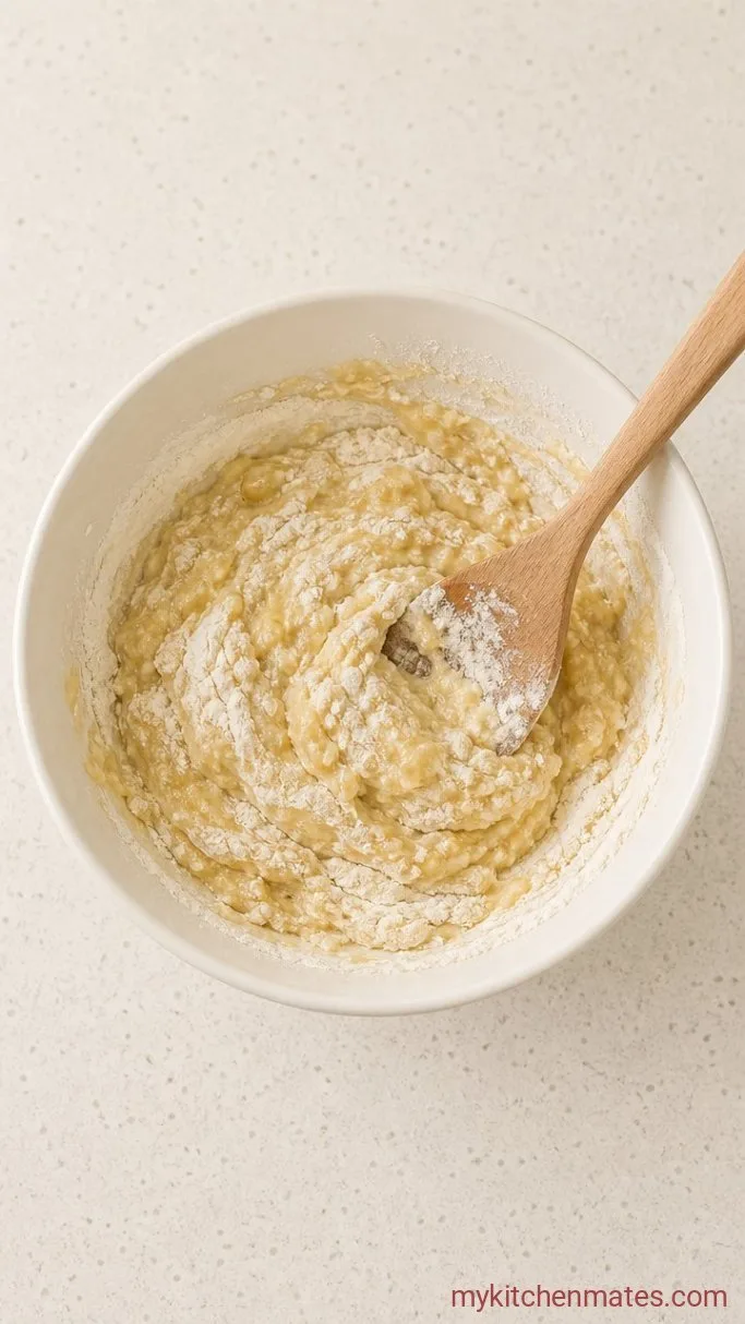 Moist 3-Ingredient Banana Muffins Step 2: Fold in the Flour
