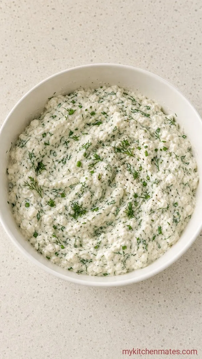 5-Minute Cottage Cheese Veggie Dip Step 2: Fold in the Fresh Herbs