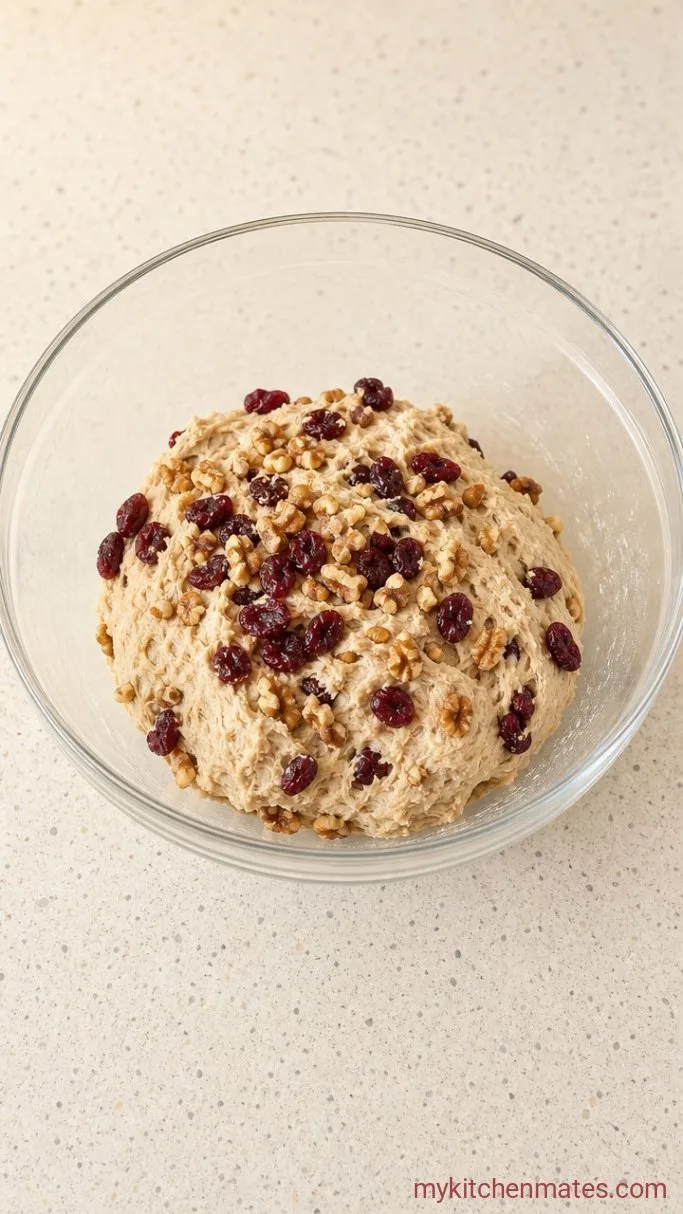 Overnight Cranberry Walnut Sourdough Bread Step 2: Fold in the Fruit and Nuts