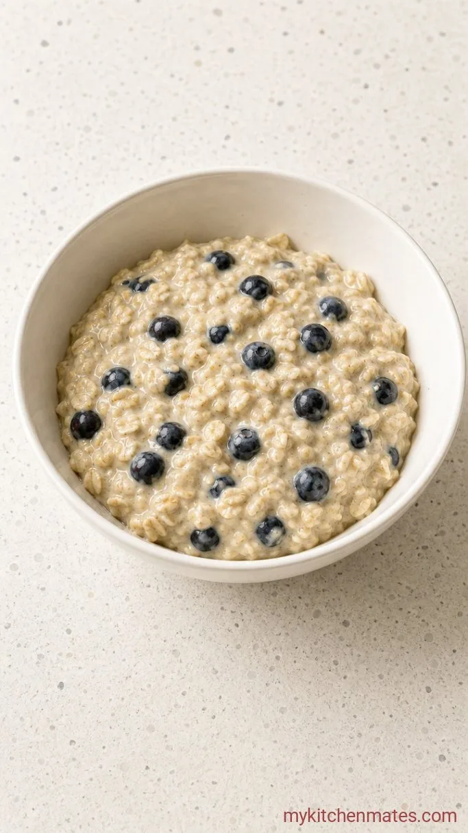 High-Protein Blueberry Cottage Cheese Breakfast Bake Step 2: Fold in the Oats and Blueberries