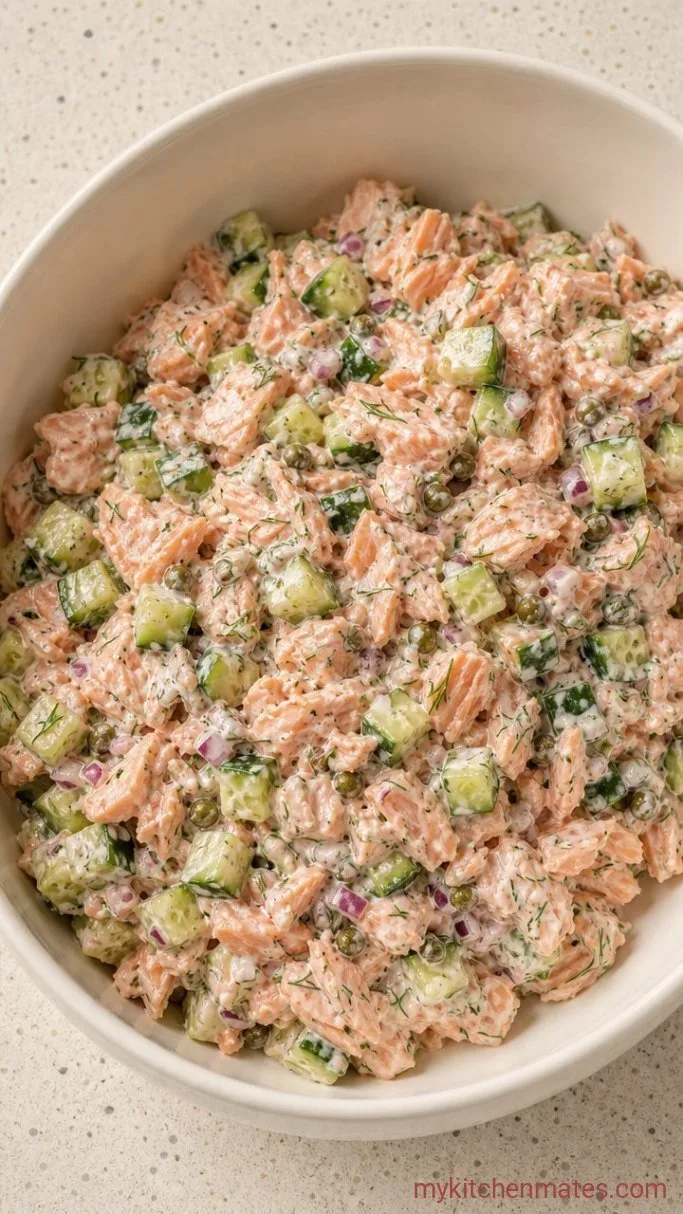 Step 2: Fold in the Salmon and Cucumbers