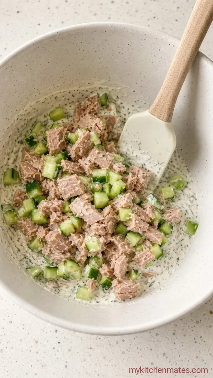 Step 2: Fold in the Tuna and Cucumber