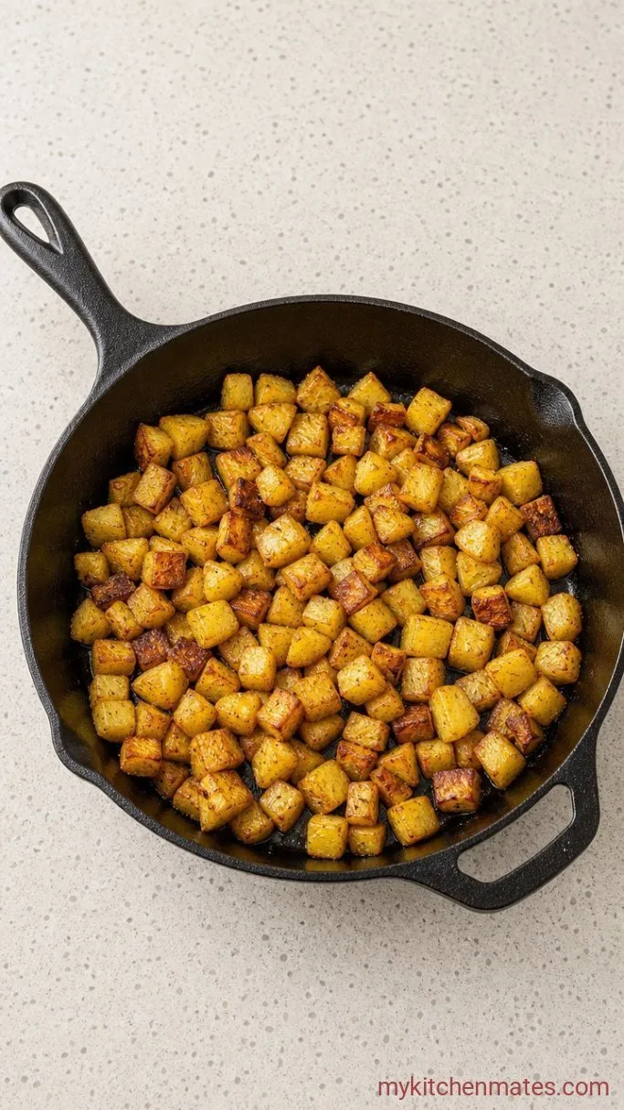 Crispy Fried Potato Salad Step 2: Fry the Potatoes